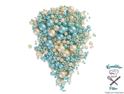 ДРАЖЕ ЗЕРНОВОЕ в цветной кондитерской глазури "жемчуг бирюза, серебро" №195, 50 гр