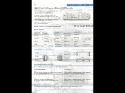 RGBW-контроллер V4 4L-RGBW/RGB/CCT/DIM 20А (12-48V, 4CH, 20A, 240-720W)