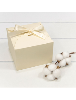 Коробка сборная с бантом (кремовая), 14*14*10см