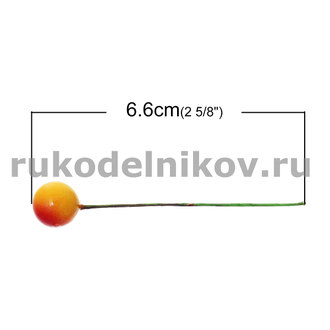 декор "Вишенка", 13х60 мм, цвет-красно-желтый, 10 шт/уп