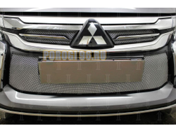 Защита радиатора Mitsubishi Pajero Sport III 2016- хром низ с парктроником