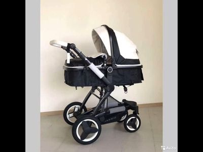 Детская коляска 3 в 1 Belecoo X6 Бело-черная экокожа