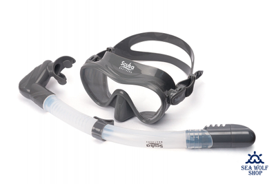 Маска для дайвинга с трубкой Scuba Brothers Flipper Grey, комплект