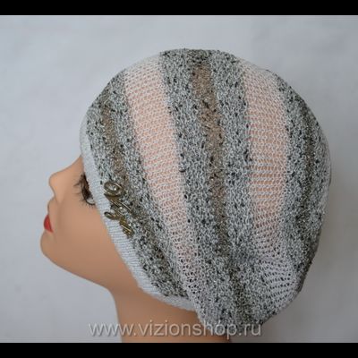 Летний берет хлопок Vizio 5041 бело - серый