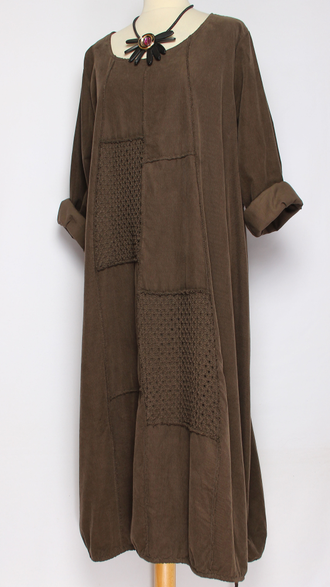 Платье Бохо вельветовое "Сетка трикотажная спинка" шоколад до р.56