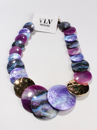 Колье "КРУГИ"  сиреневое