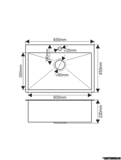 Мойка нержавеющая 3мм 650х450х200 MELANA ProfLine САТИН врезная прямоугольная D6545H