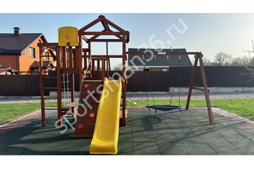 Детская площадка Савушка Мастер 3 (Махагон), качели “Гнездо” 120 см, баскетбольный щит для уличных ДСК Пионер