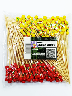 Пика бамбуковая Рио-Мехико красный-желтый, 12 см, 100 шт /1/40/ Акция
