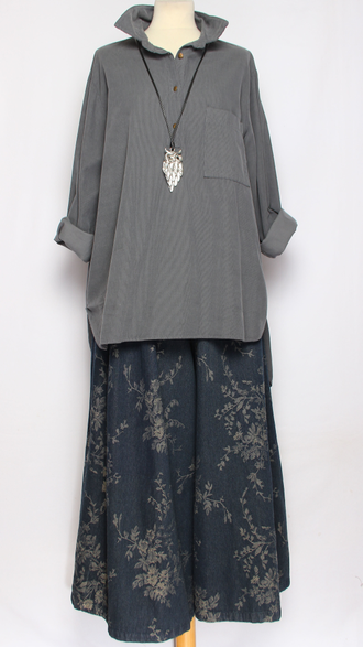 Рубашка вельветовая "АСИММЕТРИЯ" графит до р.52