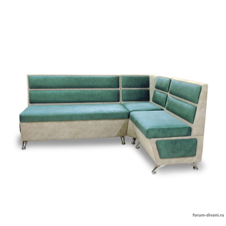 Кухонный Угловой диван "ФОРУМ-1МС", Зеленый/Слоновая кость, Правый