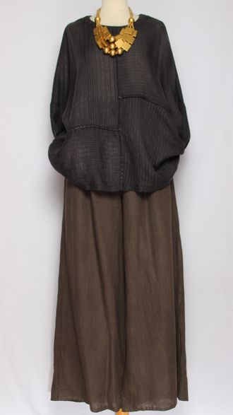 Блуза свободная "Полоски люрекс" черная, бежевая до р.54