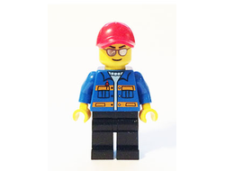 Race Marshal - Blue Jacket with Pockets and Orange Stripes, Black Legs, Red Cap with Hole, Silver Sunglasses, n/a (sc010)