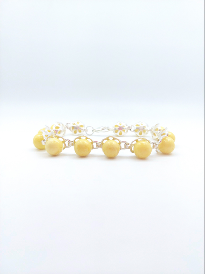 Браслет из посеребренного покрытия с янтарем