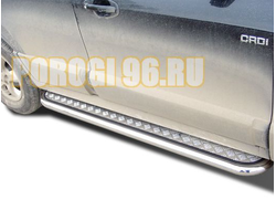 Пороги с накладным листом	d53 для Hyundai Santa Fe Classic (2000-)