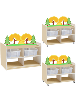 ТУМБА ДЛЯ ИГРУШЕК И ПОСОБИЙ 23 ДВУСТОРОННЯЯ С 4-МЯ КОНТЕЙНЕРАМИ