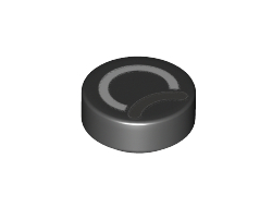 Tile, Round 1 x 1 with White Circle Eye with Dark Bluish Gray Partially Closed Curved Eyelid Pattern, Black (98138pb209 / 6326155)
