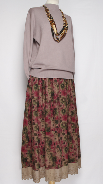 ЮБКА Бохо "Вареный хлопок кружево" красная до р.52