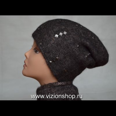 Вязаная коричневая шапка женская  Vizio Италия фото Махачкала