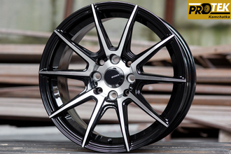 Комплект дисков R15 7,0J ET+40 4*100/4*114,3 Shogun S10 Черный глянец с полированными лучами (S152)
