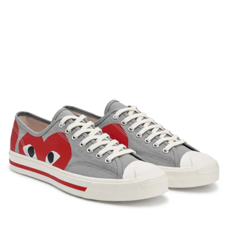 Кеды Play Comme des Garçons x Converse Jack Purcell серые низкие с красным