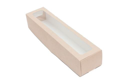 Коробка для 6 макарони с окном (крафт), 180*55*55мм