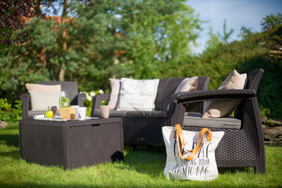 Комплект мебели Корфу со столиком-сундуком коричневый