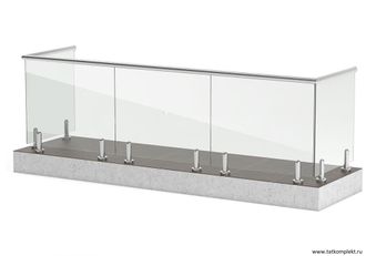 Стеклянные ограждения балкона на мини-стойках (напольных стеклодержателях)