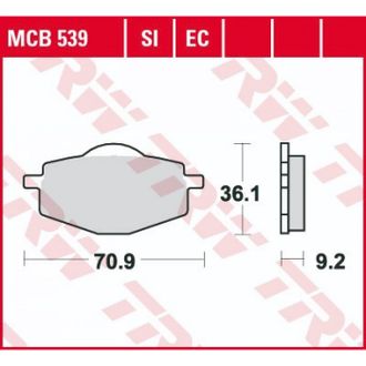 Тормозные колодки передние/задние TRW MCB539 для Yamaha (Organic Allround)