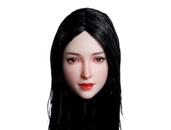 Женская голова (скульпт) c длинными волосами (черные) - 1/6 scale Female Head Sculpture (SDH024D) - SUPER DUCK