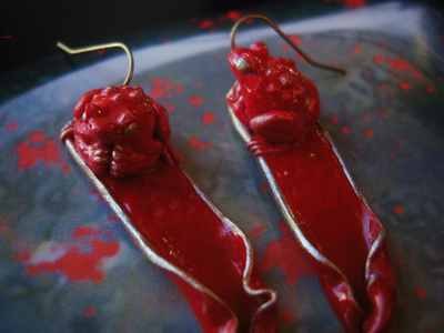 "Сургучные Императорские Лягушки", серьги югендстиль