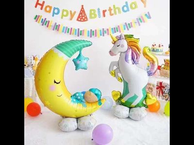 Шар 3D (50''/127 см) Фигура на подставке, Радужный единорог