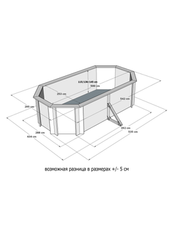 Деревянный морозоустойчивый бассейн "Баргузин" 500 х 250 х 145 см Кристалл