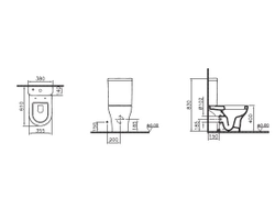 Комплект унитаза VitrA Zentrum Open-back, 60 см, (с сиденьем микролифт), 9012B003-7204