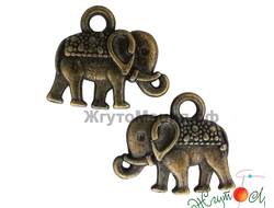 ПОДВЕСКА В ТИБЕТСКОМ СТИЛЕ "ИНДИЙСКИЙ СЛОН" - 14*12мм - АНТИЧНАЯ БРОНЗА