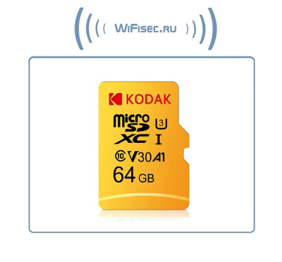 Карта памяти Kodak Micro SD, класс 10, UHS-1 U3 V30 A1 на 64 ГБ, чтение 90 МБ/с, запись данных 30 МБ/с, + переходник SD