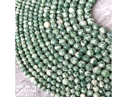 Лиственит горная порода, шары 6,1-6,5/8,8-8,9/10-10,6 мм, цена за нить 38 см