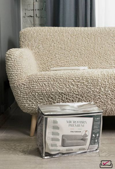 Чехол на 3х местный диван Микрофибра Ваниль. Защита мягкой мебели  от животных.