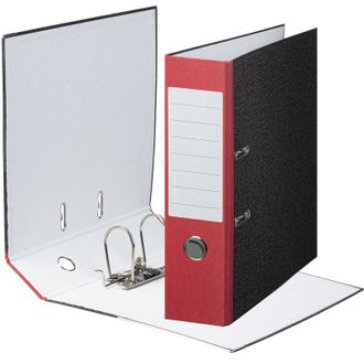 Папка-регистратор Attache Economy 80 мм, мрамор, с красным корешком, металлический уголок