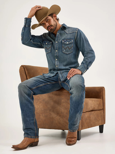 Рубашка Wrangler® Western Denim Snap Work Shirt