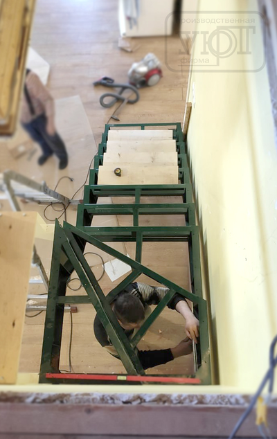 мк №29. металлокаркас грунтованный. двойной косоур под зашивку (лазерная резка)