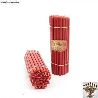 Свеча алтарная восковая красная (длина 26,5 см) (Red candle)