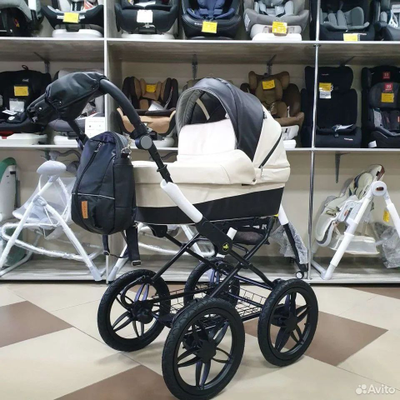 Детская коляска 2 в 1 Cobabe 6300L Бежевый Экокожа