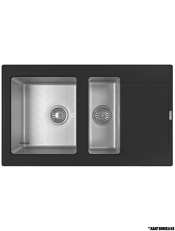 Кухонная комбинированная керамическая + нерж мойка Florentina КОМБИ 860К Антрацит, грей, жасмин, песочный, шампань