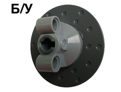 ! Б/У - Technic, Steering Axle with 2 Pin Holes with Dark Bluish Gray Brake Rotor 3 Pin Holes Round 11950 / 35189, Light Bluish Gray (11950c02) - Б/У