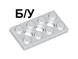 ! Б/У - Technic, Plate 2 x 4 with 3 Holes, White (3709b / 370901) - Б/У