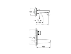 Встроенный смеситель для раковины, настенный, черный матовый, VitrA Root Square, A4273836EXP