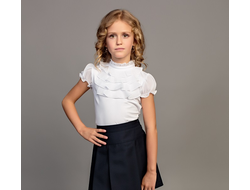 Д 082 Футболка для девочки короткий рукав с рюшами р.116-158