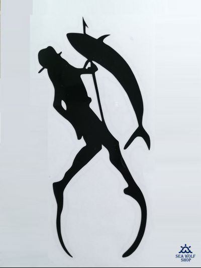 Наклейка оракал Подводный охотник, черный