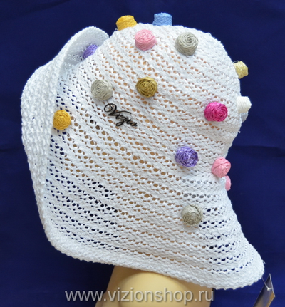 Шляпа с цветками Vizio Италия 5490 FF2 белая летняя купить